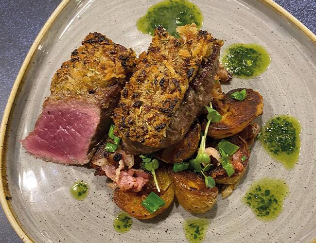 rumpsteak con cipolla fritta